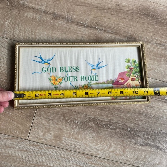 Vintage wall hanging God Bless Our Home cottage core kitsch - Picture 5 of 6